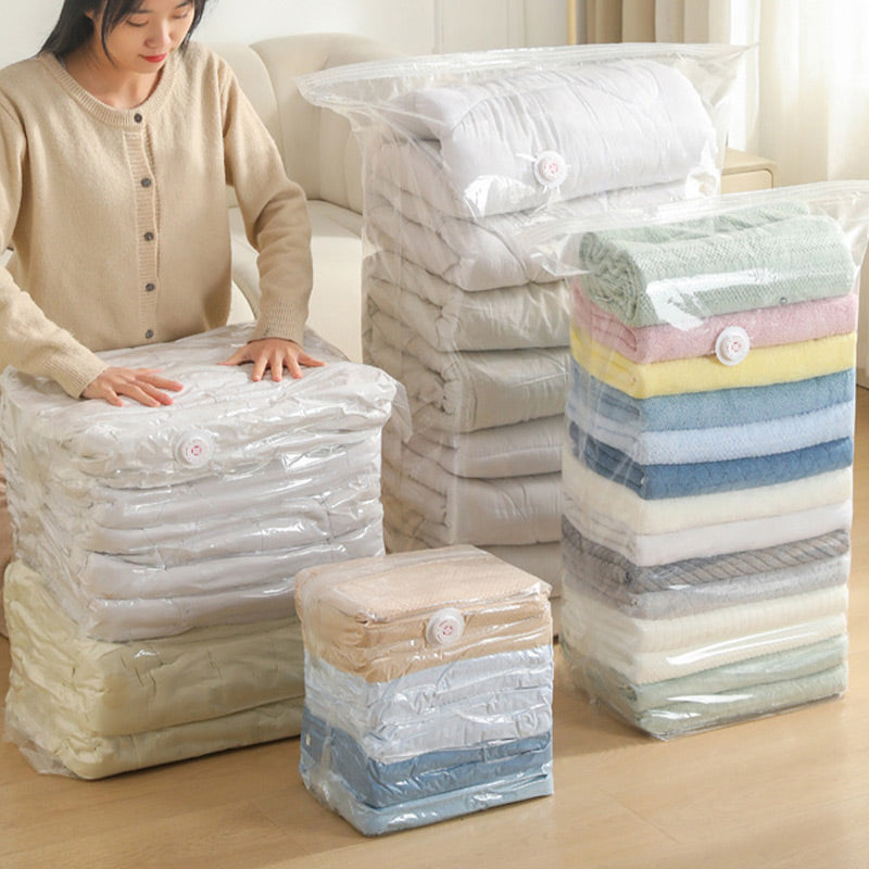 Moonval Vacuum Storage Bag, Extra-Large Space Saver with Hand-Press Air Valve