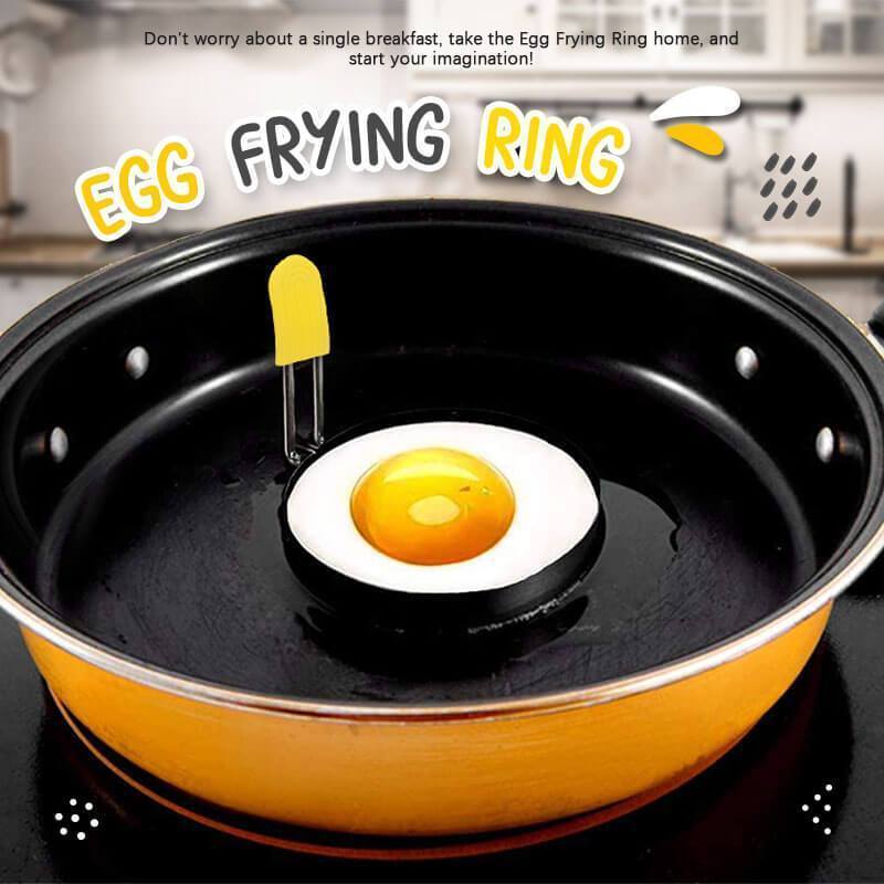 Moonval Egg Frying Ring, Nonstick Round Egg Mold with Folding Handle