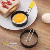 Moonval Egg Frying Ring, Nonstick Round Egg Mold with Folding Handle