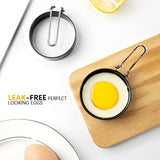 Moonval Egg Frying Ring, Nonstick Round Egg Mold with Folding Handle