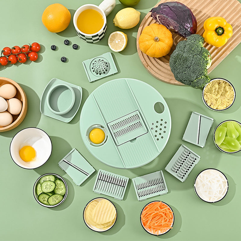 Moonval 9-in-1 Salad Spinner Set, Large-Capacity Vegetable Washer, Dryer & Food Slicer