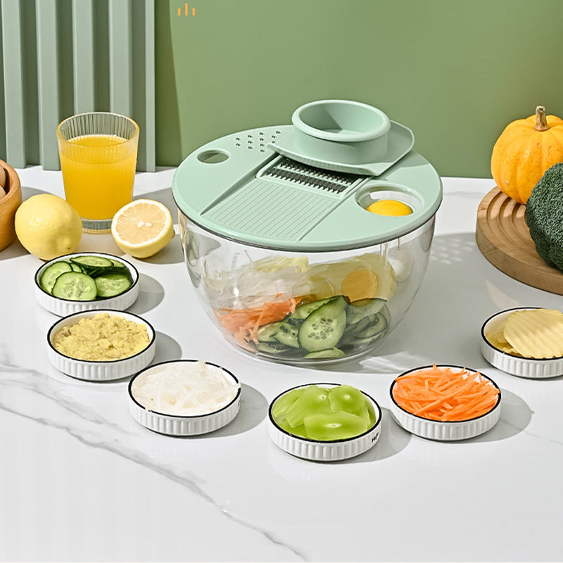 Moonval 9-in-1 Salad Spinner Set, Large-Capacity Vegetable Washer, Dryer & Food Slicer
