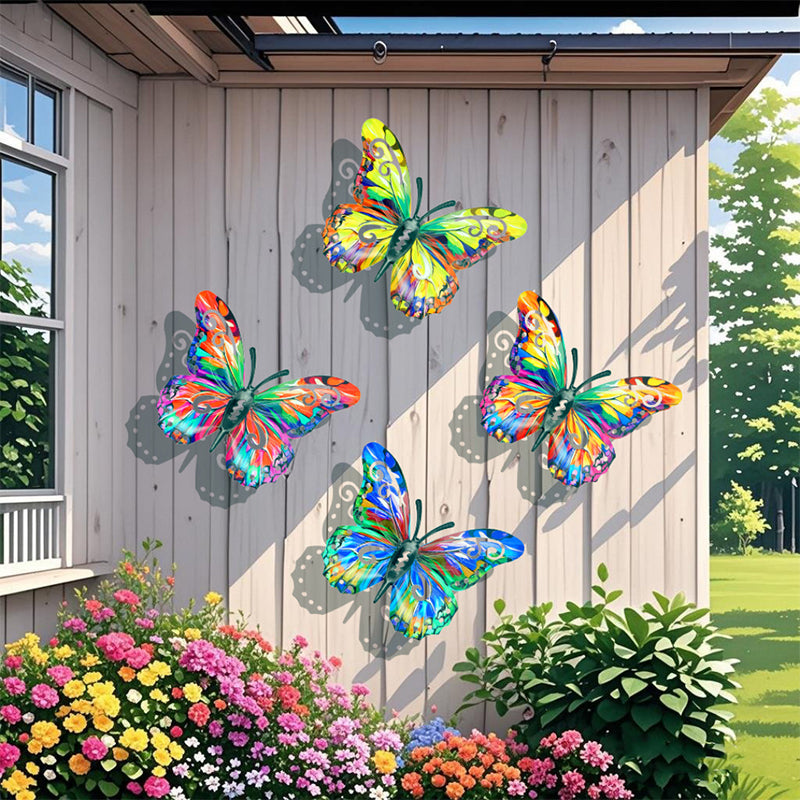 Moonval Metal Butterfly Wall Decor, Colorful Outdoor Garden Art