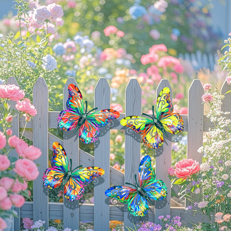 Moonval Metal Butterfly Wall Decor, Colorful Outdoor Garden Art