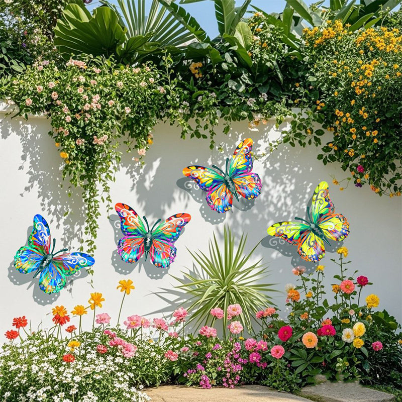 Moonval Metal Butterfly Wall Decor, Colorful Outdoor Garden Art