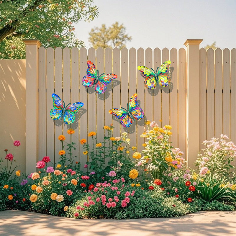 Moonval Metal Butterfly Wall Decor, Colorful Outdoor Garden Art