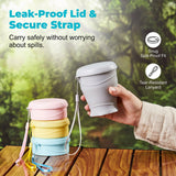 Moonval Collapsible Silicone Travel Cup, Foldable Leakproof Drinking Cup with Lid for Travel & Camping
