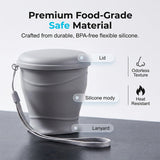 Moonval Collapsible Silicone Travel Cup, Foldable Leakproof Drinking Cup with Lid for Travel & Camping