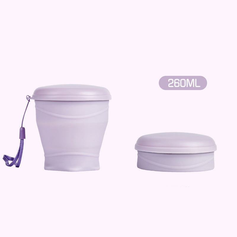 Moonval Collapsible Silicone Travel Cup, Foldable Leakproof Drinking Cup with Lid for Travel & Camping