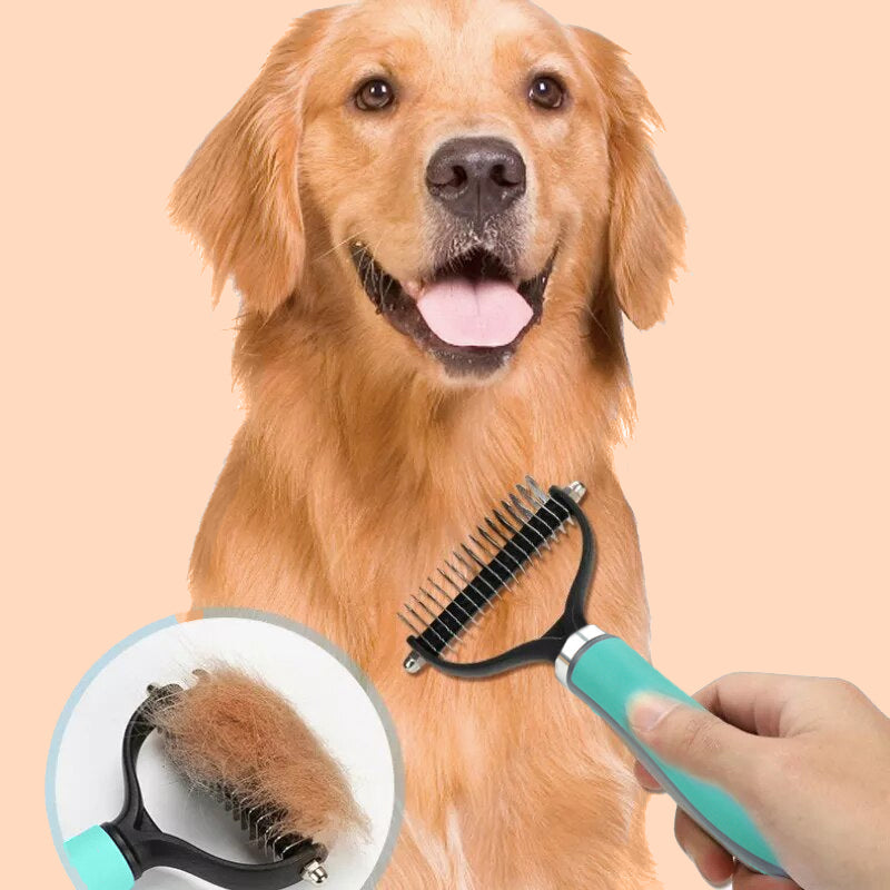 Moonval Pet Hair Remover Comb, Double-Sided Grooming & Deshedding Comb for Dogs & Cats