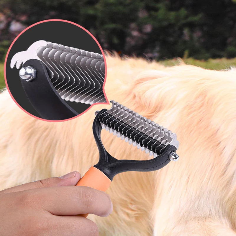 Moonval Pet Hair Remover Comb, Double-Sided Grooming & Deshedding Comb for Dogs & Cats
