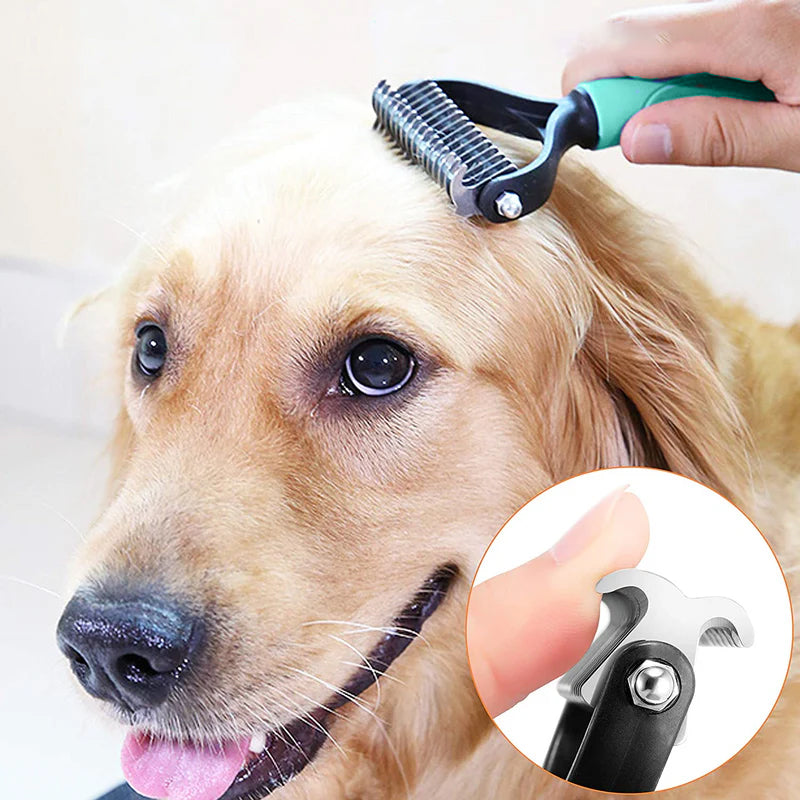 Moonval Pet Hair Remover Comb, Double-Sided Grooming & Deshedding Comb for Dogs & Cats