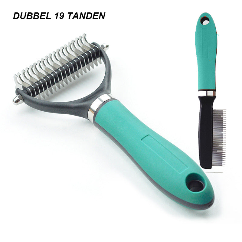 Moonval Pet Hair Remover Comb, Double-Sided Grooming & Deshedding Comb for Dogs & Cats