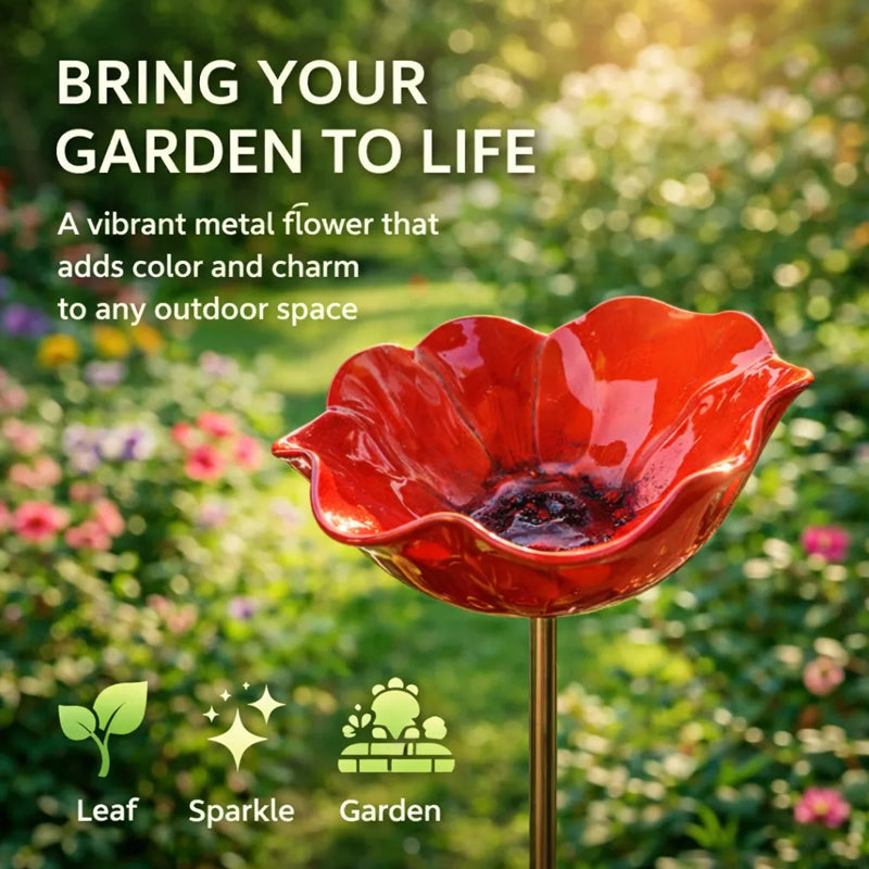 Moonval Metal Flower Planter, Handmade Decorative Bird & Floral Plant Holder for Garden & Patio