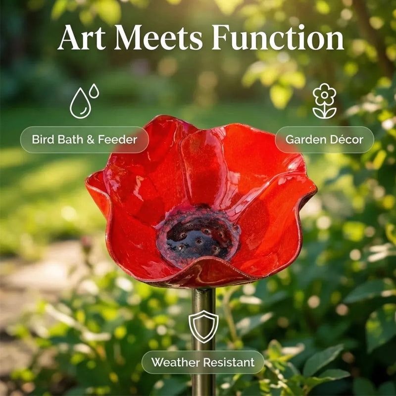 Moonval Metal Flower Planter, Handmade Decorative Bird & Floral Plant Holder for Garden & Patio