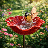 Moonval Metal Flower Planter, Handmade Decorative Bird & Floral Plant Holder for Garden & Patio
