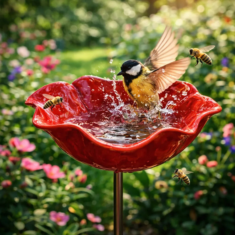Moonval Metal Flower Planter, Handmade Decorative Bird & Floral Plant Holder for Garden & Patio