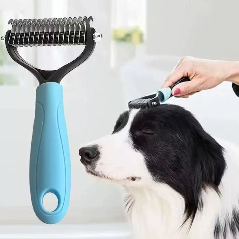 Moonval Pet Grooming Comb, Double-Sided Deshedding & Detangling Comb for Dogs & Cats