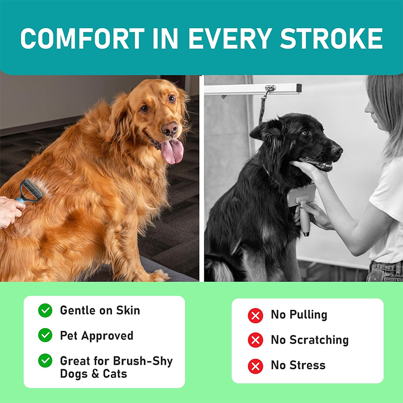Moonval Pet Grooming Comb, Double-Sided Deshedding & Detangling Comb for Dogs & Cats