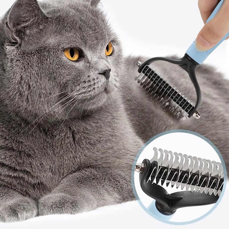 Moonval Pet Grooming Comb, Double-Sided Deshedding & Detangling Comb for Dogs & Cats