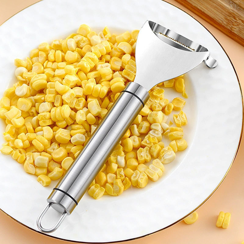 Moonval Portable Corn Stripper, Multifunction Stainless Steel Corn Peeler & Kernel Remover