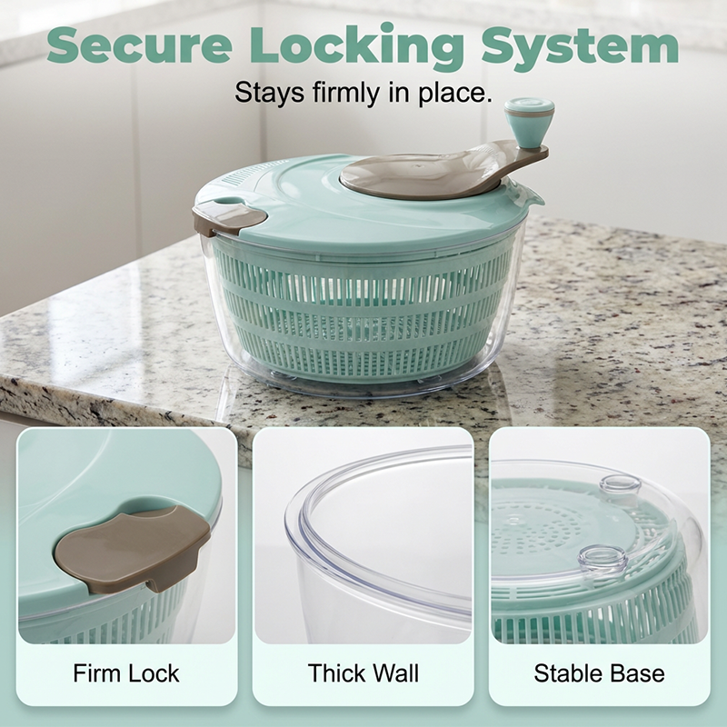 Moonval Large Salad Spinner, Rapid-Dry Fruit & Vegetable Washer with Easy Crank Handle