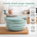 Moonval Large Salad Spinner, Rapid-Dry Fruit & Vegetable Washer with Easy Crank Handle