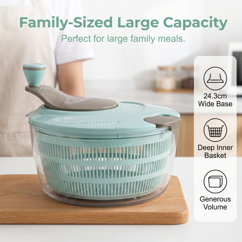 Moonval Large Salad Spinner, Rapid-Dry Fruit & Vegetable Washer with Easy Crank Handle