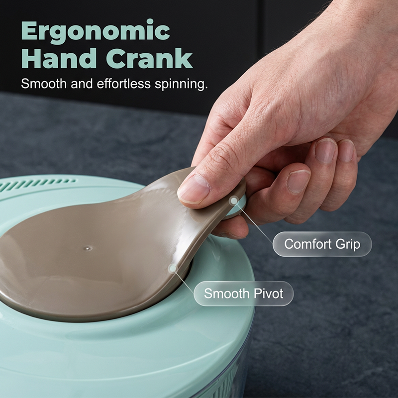 Moonval Large Salad Spinner, Rapid-Dry Fruit & Vegetable Washer with Easy Crank Handle