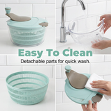 Moonval Large Salad Spinner, Rapid-Dry Fruit & Vegetable Washer with Easy Crank Handle