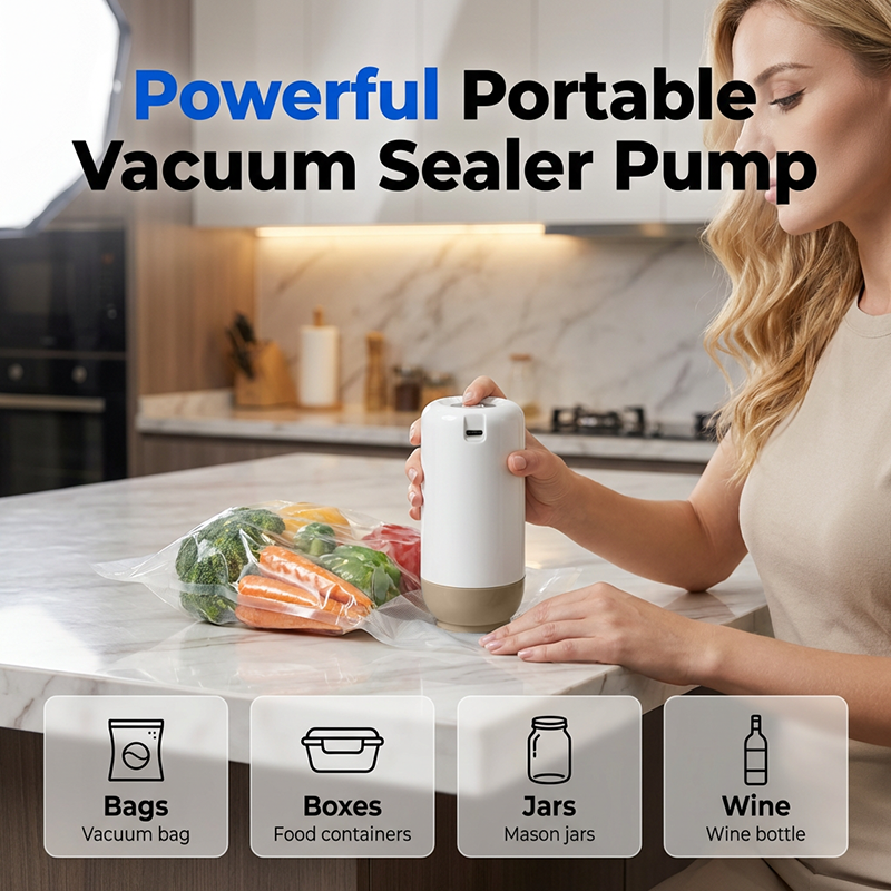 Moonval Portable Electric Vacuum Sealer Pump, USB Rechargeable Food Vacuum Sealer for Storage Bags