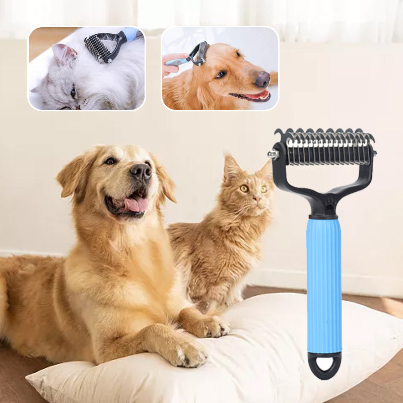 Moonval Pet Grooming Brush, Double-Sided Deshedding & Detangling Brush for Dogs & Cats