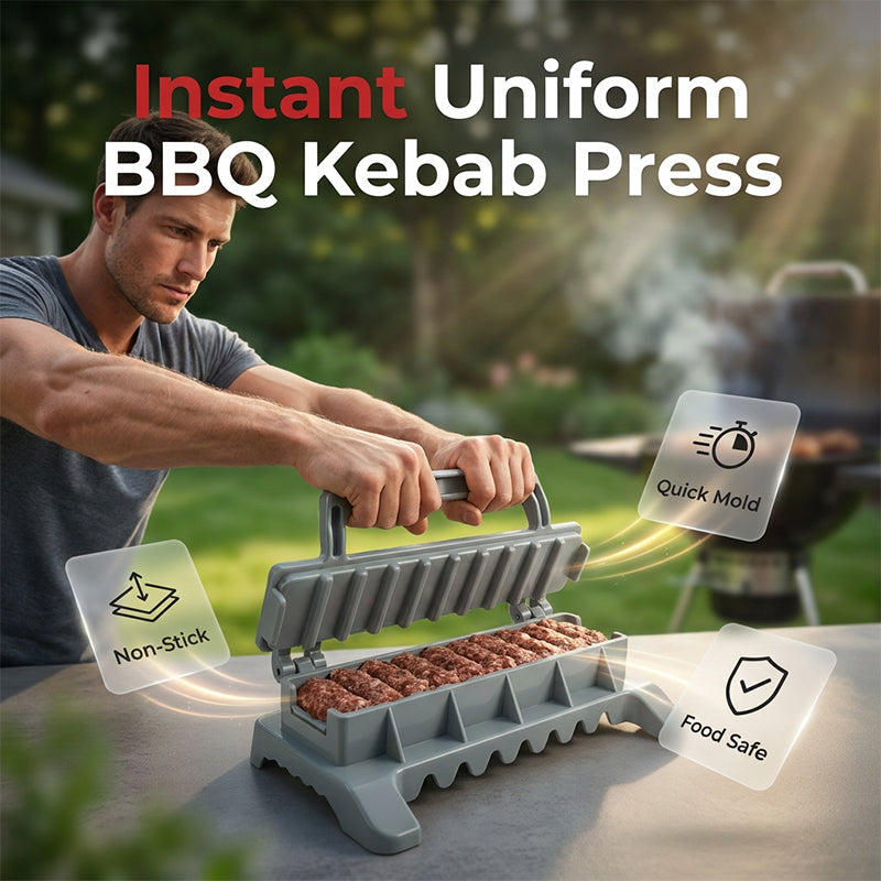 Moonval BBQ Kebab Maker Press, Non-Stick Multi-Skewer Meat Mold for Uniform Kebabs
