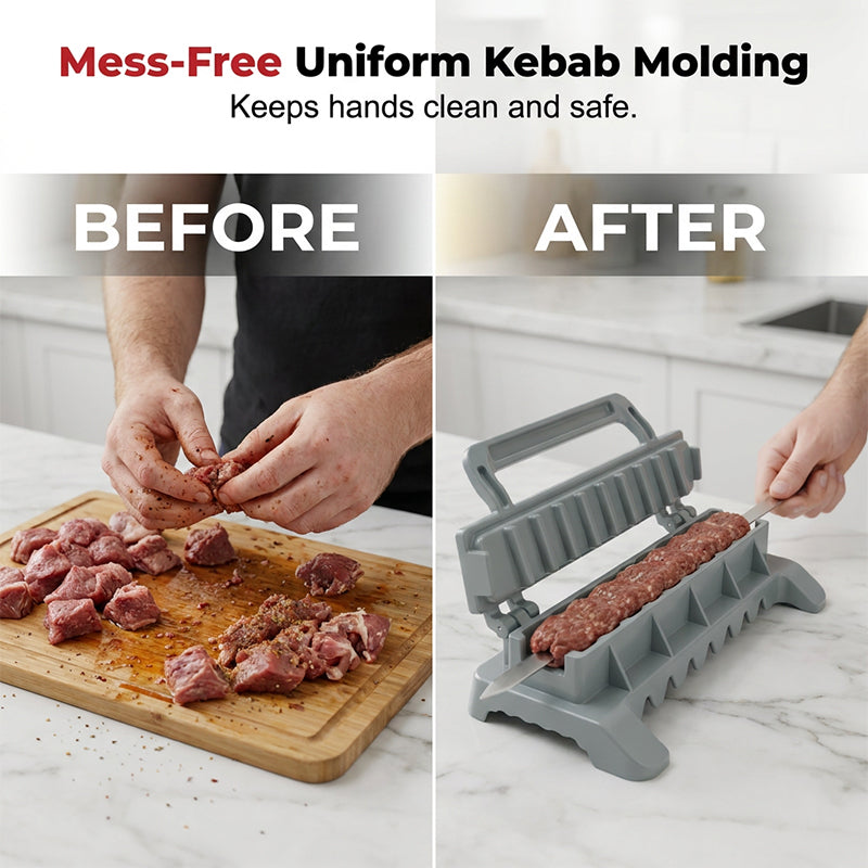 Moonval BBQ Kebab Maker Press, Non-Stick Multi-Skewer Meat Mold for Uniform Kebabs