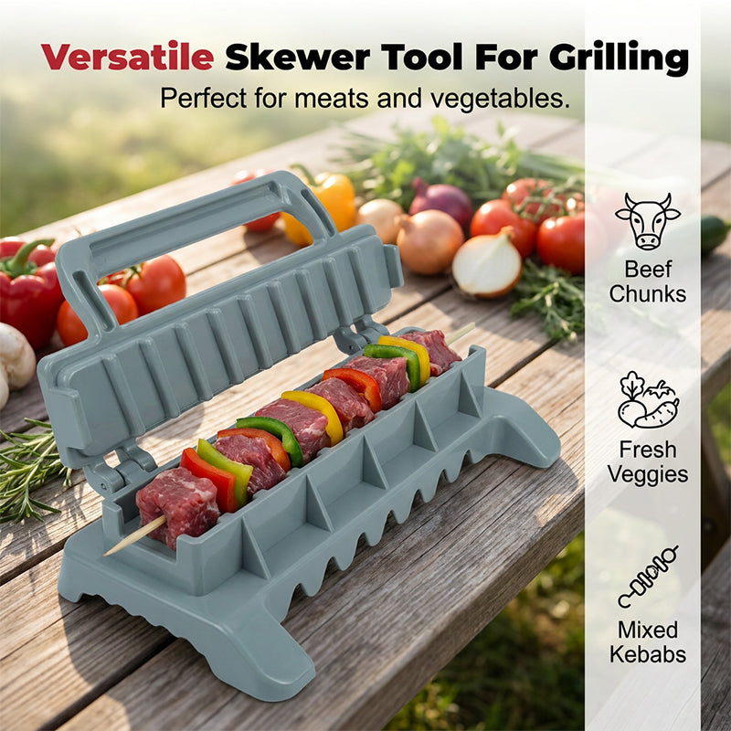 Moonval BBQ Kebab Maker Press, Non-Stick Multi-Skewer Meat Mold for Uniform Kebabs