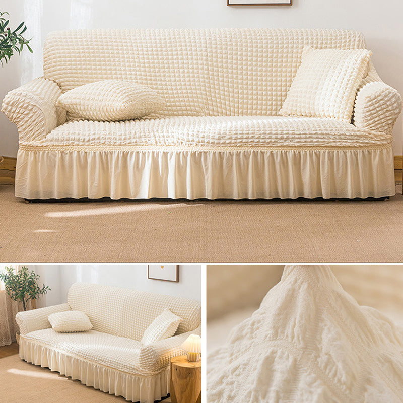 Moonval Bubble Sofa Cover, Stretch Elastic Ruffled Slipcover with Textured Design for Sofas