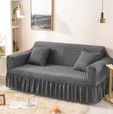 Moonval Bubble Sofa Cover, Stretch Elastic Ruffled Slipcover with Textured Design for Sofas