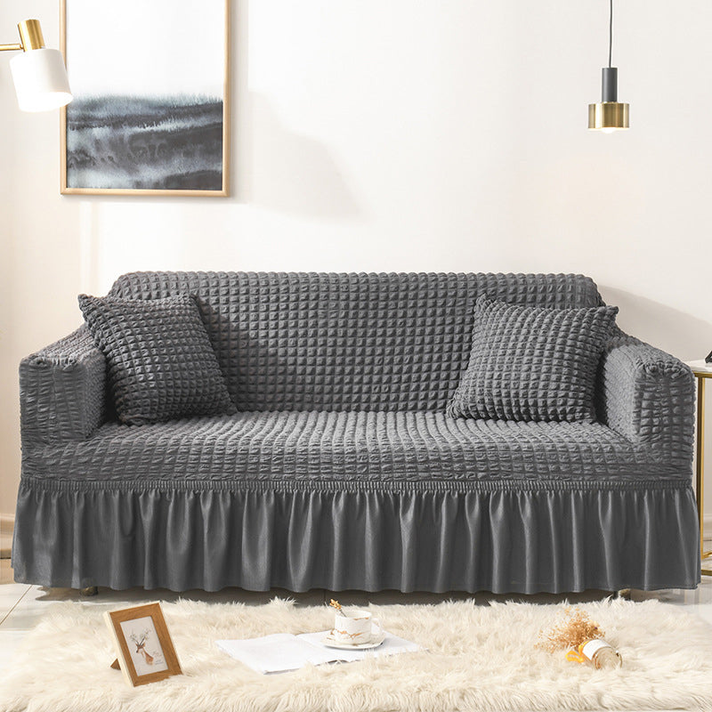 Moonval Bubble Sofa Cover, Stretch Elastic Ruffled Slipcover with Textured Design for Sofas
