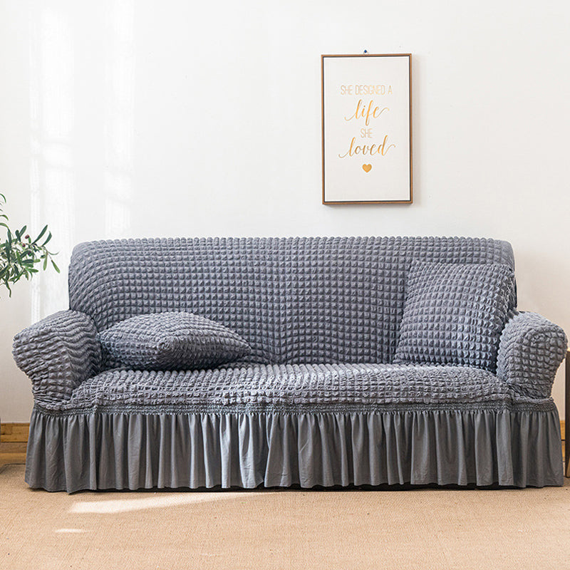 Moonval Bubble Sofa Cover, Stretch Elastic Ruffled Slipcover with Textured Design for Sofas