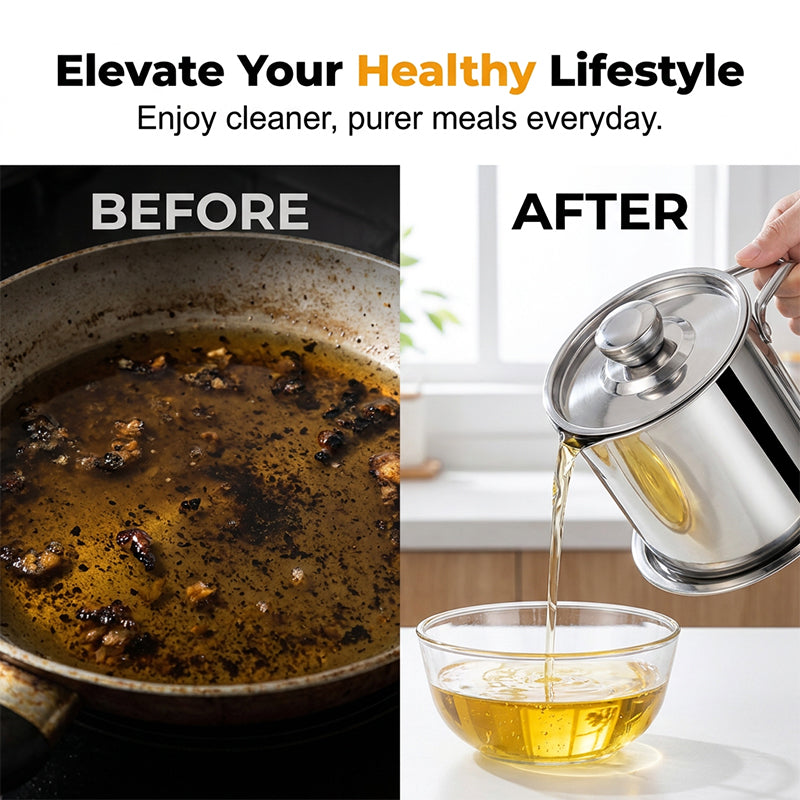 Moonval Stainless Steel Oil Strainer Pot, Fine Mesh Grease Filter Container with Lid
