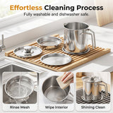 Moonval Stainless Steel Oil Strainer Pot, Fine Mesh Grease Filter Container with Lid