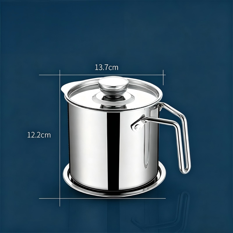 Moonval Stainless Steel Oil Strainer Pot, Fine Mesh Grease Filter Container with Lid