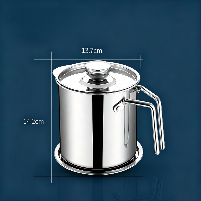 Moonval Stainless Steel Oil Strainer Pot, Fine Mesh Grease Filter Container with Lid