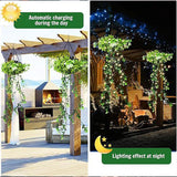 Moonval Outdoor Solar Hanging Plant Light, Faux Greenery Basket with Warm White LEDs