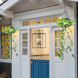 Moonval Outdoor Solar Hanging Plant Light, Faux Greenery Basket with Warm White LEDs