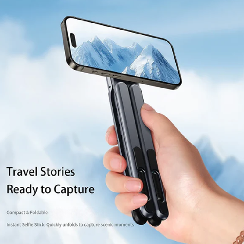 Moonval 4-in-1 Magnetic Phone Stand, Foldable Aluminum Desk & Handheld Holder for Smartphones