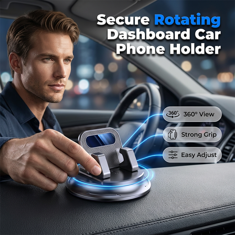 Moonval Rotating Dashboard Phone Holder, 360° Adjustable Universal Car Mount for Smartphones