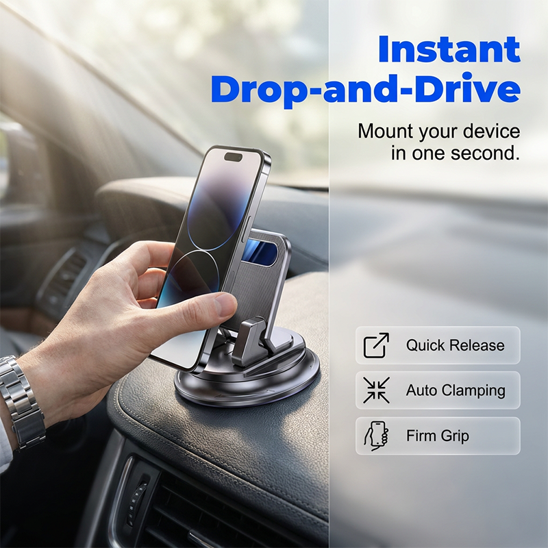 Moonval Rotating Dashboard Phone Holder, 360° Adjustable Universal Car Mount for Smartphones