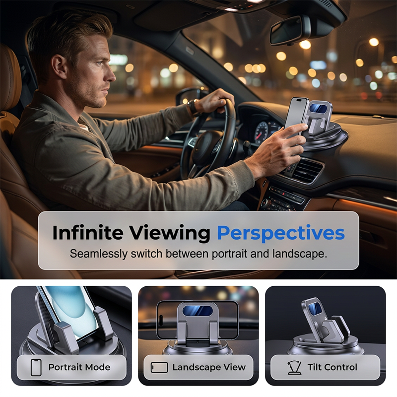 Moonval Rotating Dashboard Phone Holder, 360° Adjustable Universal Car Mount for Smartphones