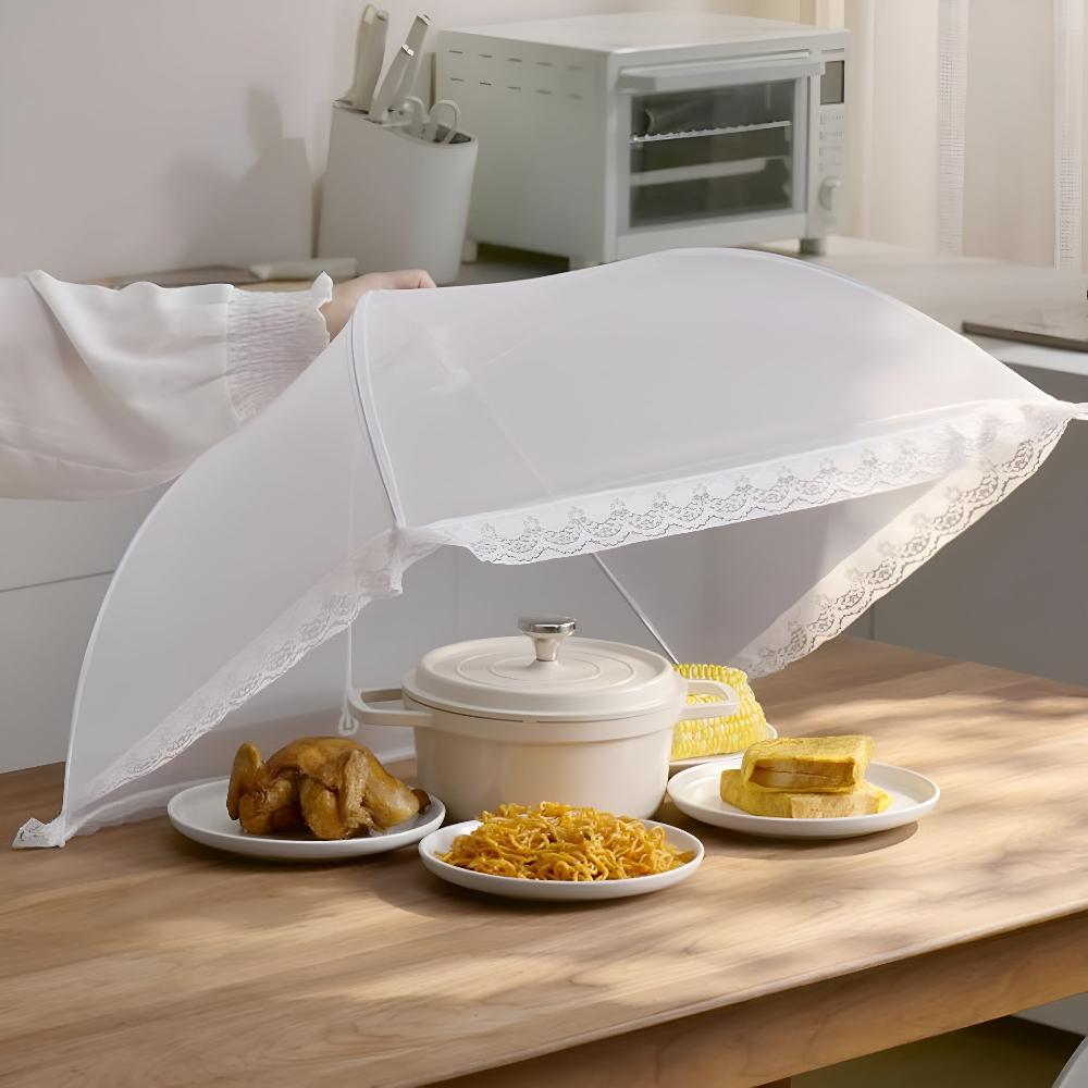 Moonval Pop-Up Mesh Food Cover Tent, Collapsible Fly-Proof Food Protector with Zipper